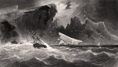 Parting Hawsers off Godsend Ledge, Engraved by G. Ulman, from 